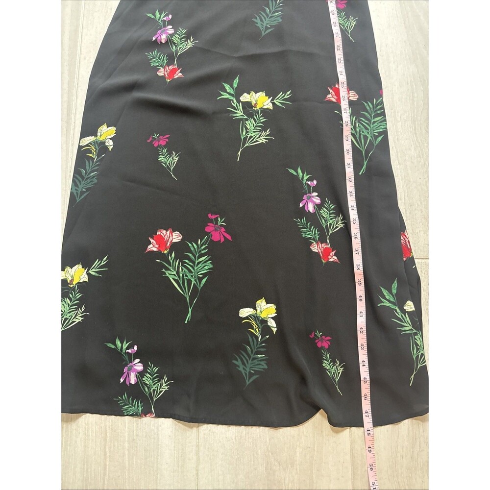 Vince Camuto Black Floral Maxi Dress Crisscross Back Spaghetti Straps Sz 4 - Picture 7 of 9